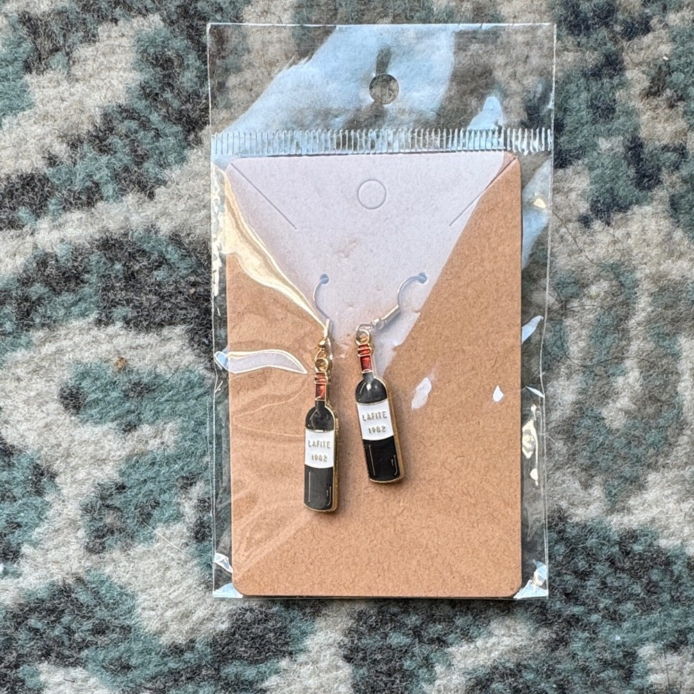 Chic Black and Red Wine Bottle Earrings